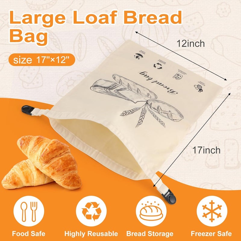 PICcircuit 2 PACK Beeswax Sourdough Bread Bags for Homemade Bread, Reusable Cotton Beeswax Bread Bag Portable Waxed Storage All Natural Bees Wax Linen Bag Keep Fresh,13''×17'', 01 - Image 4